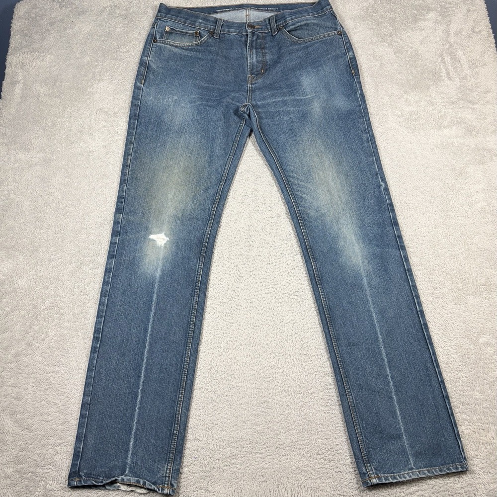 Old Navy Jeans Mens 34x36 Slim Straight Distressed Faded Denim Pants Distressing